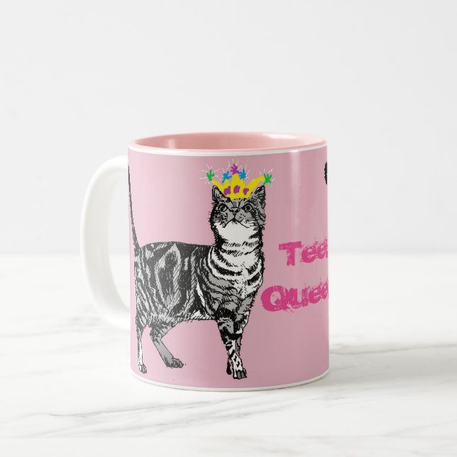 Tabby Cat Funny Teen Queen cats girls gift Mug (Front Left)