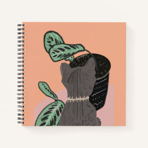 Tabby Cat Grey Plants Notebook
