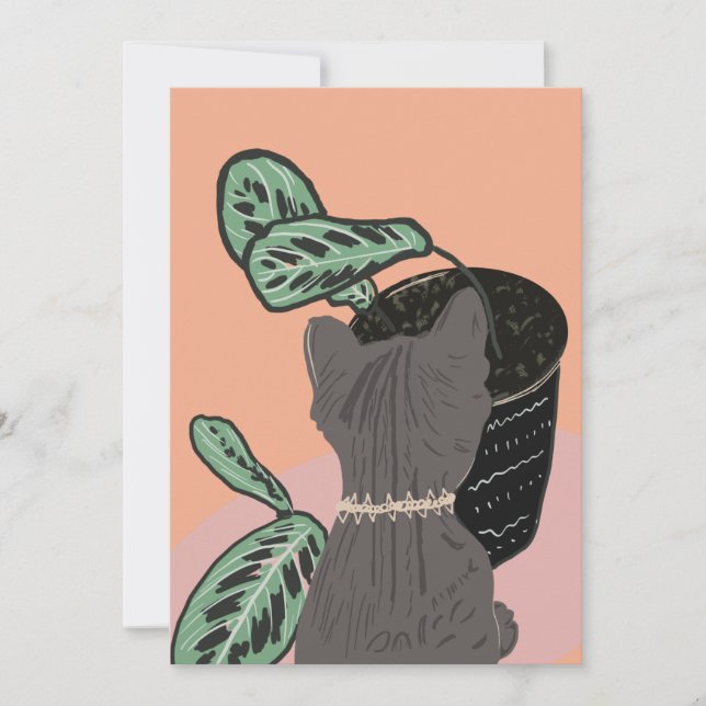 Tabby Cat Grey Plants Thank You  (Front)