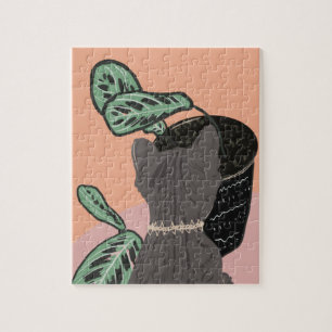 Tabby Cat Grey Plants Thank You  Jigsaw Puzzle