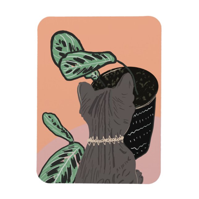 Tabby Cat Grey Plants Thank You  Magnet (Vertical)