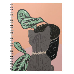Tabby Cat Grey Plants Two-Tone Notebook