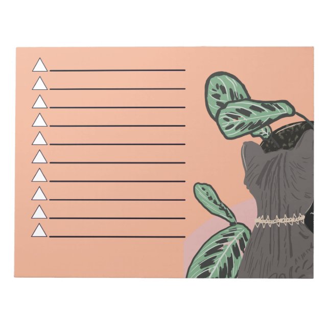 Tabby Cat Grey Plants  Two-Tone    Notepad (Front)