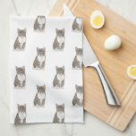 Tabby Cat (Grey) Tea Towel<br><div class="desc">I love this sweet pattern of a grey striped tabby domestic shorthaired cat watercolor illustration because it's classic enough to serve as a neutral, yet pops as a stand alone piece! It's the perfect addition to any family room, nursery, office, or even the man cave! For the sweetest gifts, add...</div>