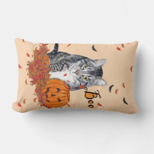 Tabby Cat Halloween Lumbar Cushion