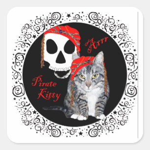 Tabby Cat Halloween Square Sticker