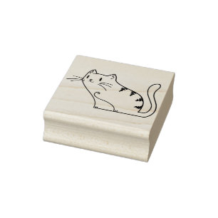 tabby cat illustration art stamp