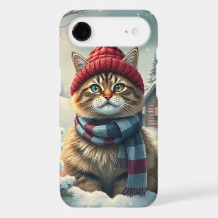 Tabby Cat in Preppy Winter Attire and Hat