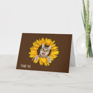 tabby cat in sunflower card
