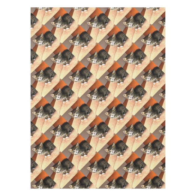Tabby Cat Kitten Pet Portrait Tablecloth (Front)