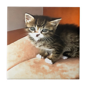 Tabby Cat Kitten Pet Portrait Tile