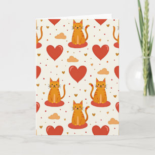 Tabby Cat Love Hearts Pattern Card