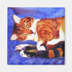 Tabby Cat Magnet - "Nap Time"