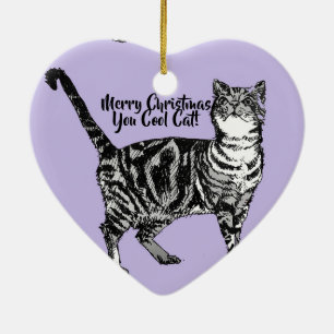 Tabby Cat Merry Catsmus lilac Christmas Decoration