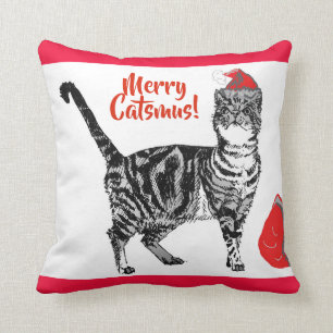 Tabby Cat Merry Christmas Catsmus Cushion