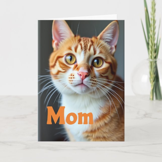 Tabby Cat Moms Day Greeting Card (Front)