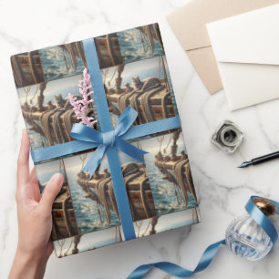 Tabby Cat On a Sailboat Ropes Wrapping Paper