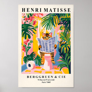 Tabby Cat On A Toilet, Funny Bathroom Wall Art, Ma Poster