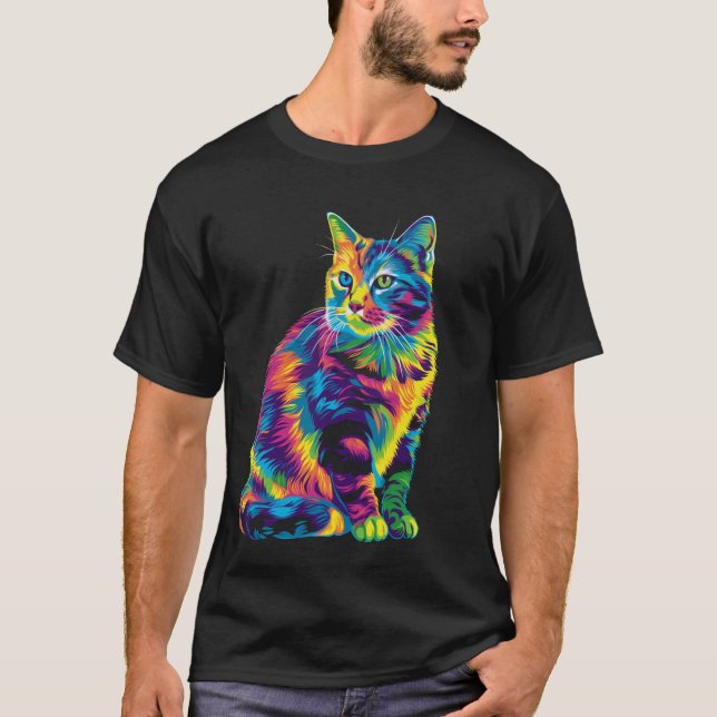 Tabby Cat Orange Cat Popart T-Shirt (Front)