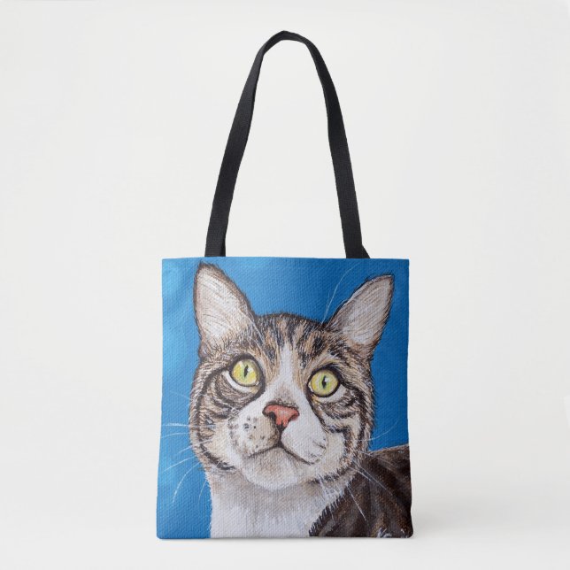 Tabby Cat Painting Tote Bag (Front)
