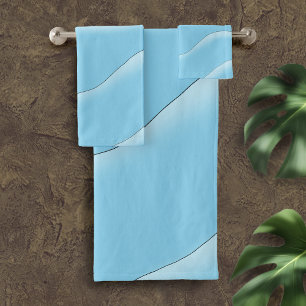 Tabby Cat Peeking Blue Funny Bath Towel Set