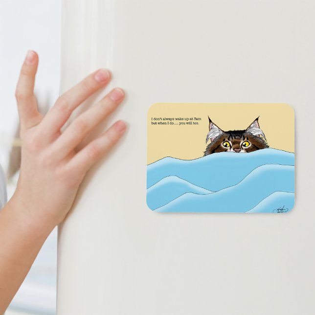Tabby Cat Peeking Blue Funny Magnet (Creator Uploaded)