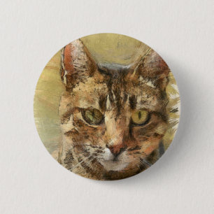 Tabby Cat Pencil Sketch 6 Cm Round Badge