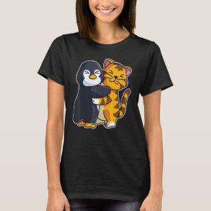 Tabby Cat & Penguin Cute Animals For Women Cuddlin T-Shirt