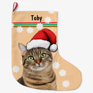 Tabby Cat Personal Pet Large Christmas Stocking