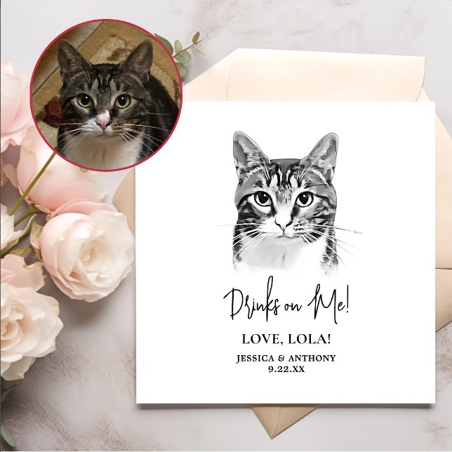 Tabby Cat Personalised Drinks on Me Napkin (Creator Uploaded)