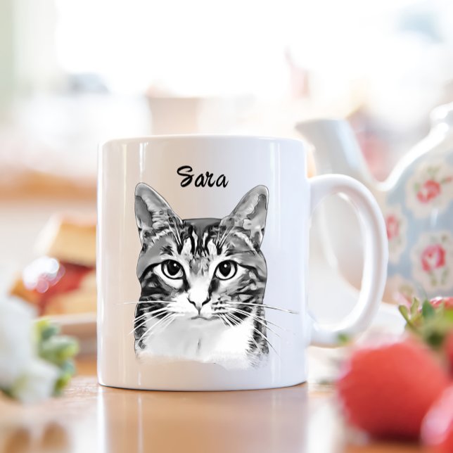 Tabby Cat Personalised Hand Drawing Mug (Creator Uploaded)