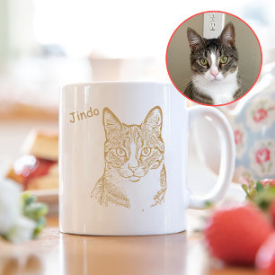 Tabby Cat Personalized Hand Drawing Coffee Mug