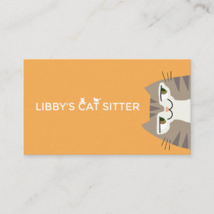 Tabby Cat Pet Sitting QR code  Business Card