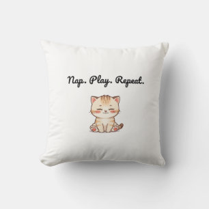 Tabby Cat Pillow – Cozy Cartoon Cushion for Cat Lo