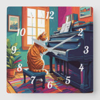 Tabby Cat Playing the Piano