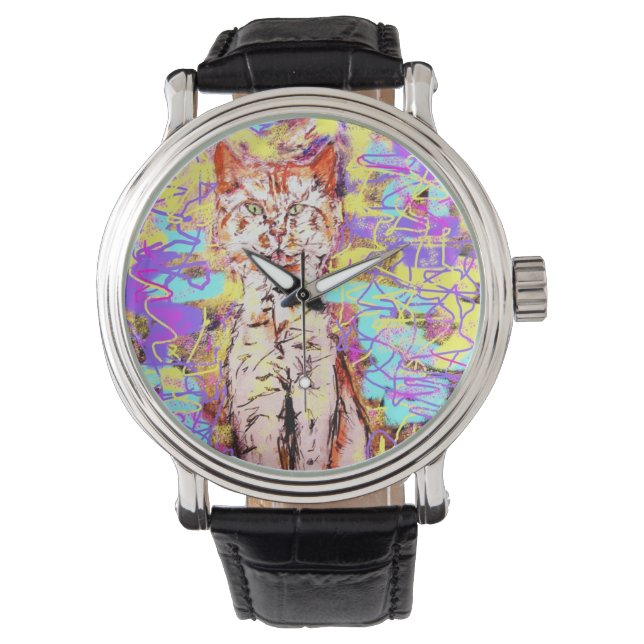 tabby cat popart watch (Front)