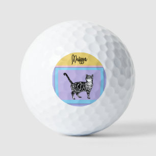 Tabby Cat Purple Cats Women's Pastel Colors Golf Balls