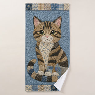 Tabby Cat Quilt Bath Towel