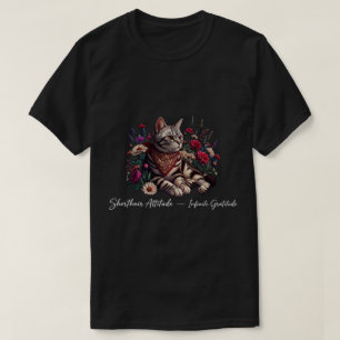 Tabby Cat Red Bandanna Wildflower Art T-Shirt