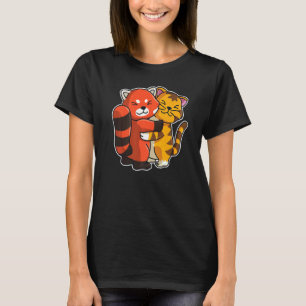 Tabby Cat & Red Panda Cute Animal For Women Cuddli T-Shirt