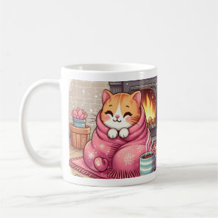 Tabby Cat Smiling In Blanket Poem Coffee Mug