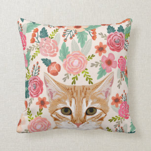 Tabby Cat spring florals cute cat lady pillows