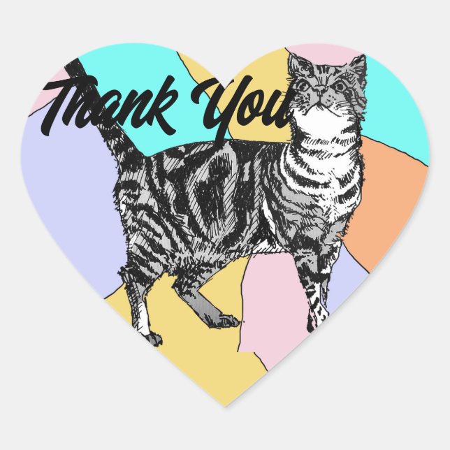 Tabby Cat Stickers Cute cats Sticker Thank You (Front)