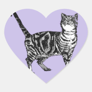 Tabby Cat Stickers Purple Cute cats Sticker Set