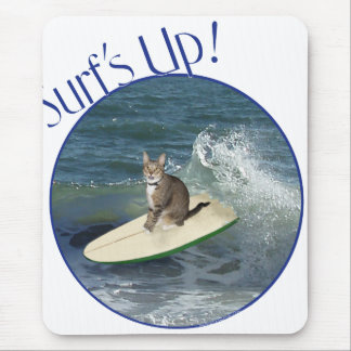 Tabby Cat Surf's Up! Mouse Pad