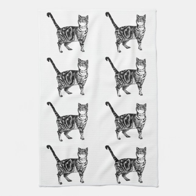 Tabby Cat Tea Towel (Vertical)