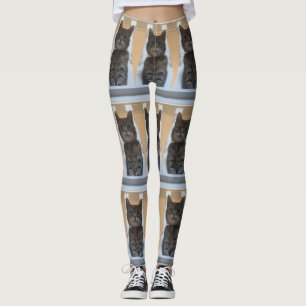 Tabby Cat Tiled Pattern Leggings