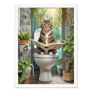 Tabby Cat Toilet Photo Print