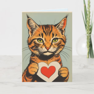 TABBY CAT VALENTINE'S DAY Greeting Card
