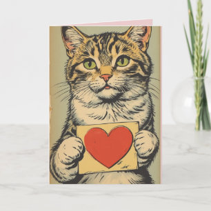 TABBY CAT VALENTINE'S DAY Greeting Card